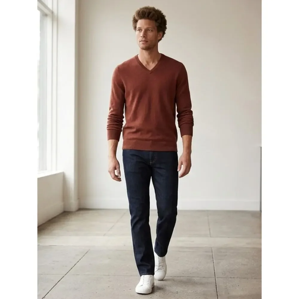 Banana Republic Luxury Cashmere Blend Brown Men Sweater Size MT